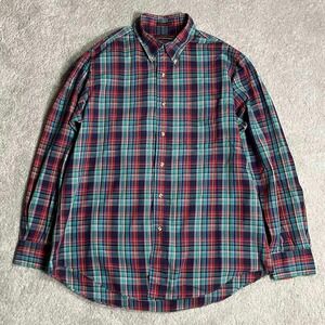 Vintage Chaps Ralph Lauren Mens Large Plaid Button Down Shirt Red Blue Green